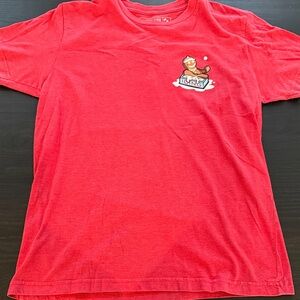 Red Men’s Baseballism Shirt with Bear Print